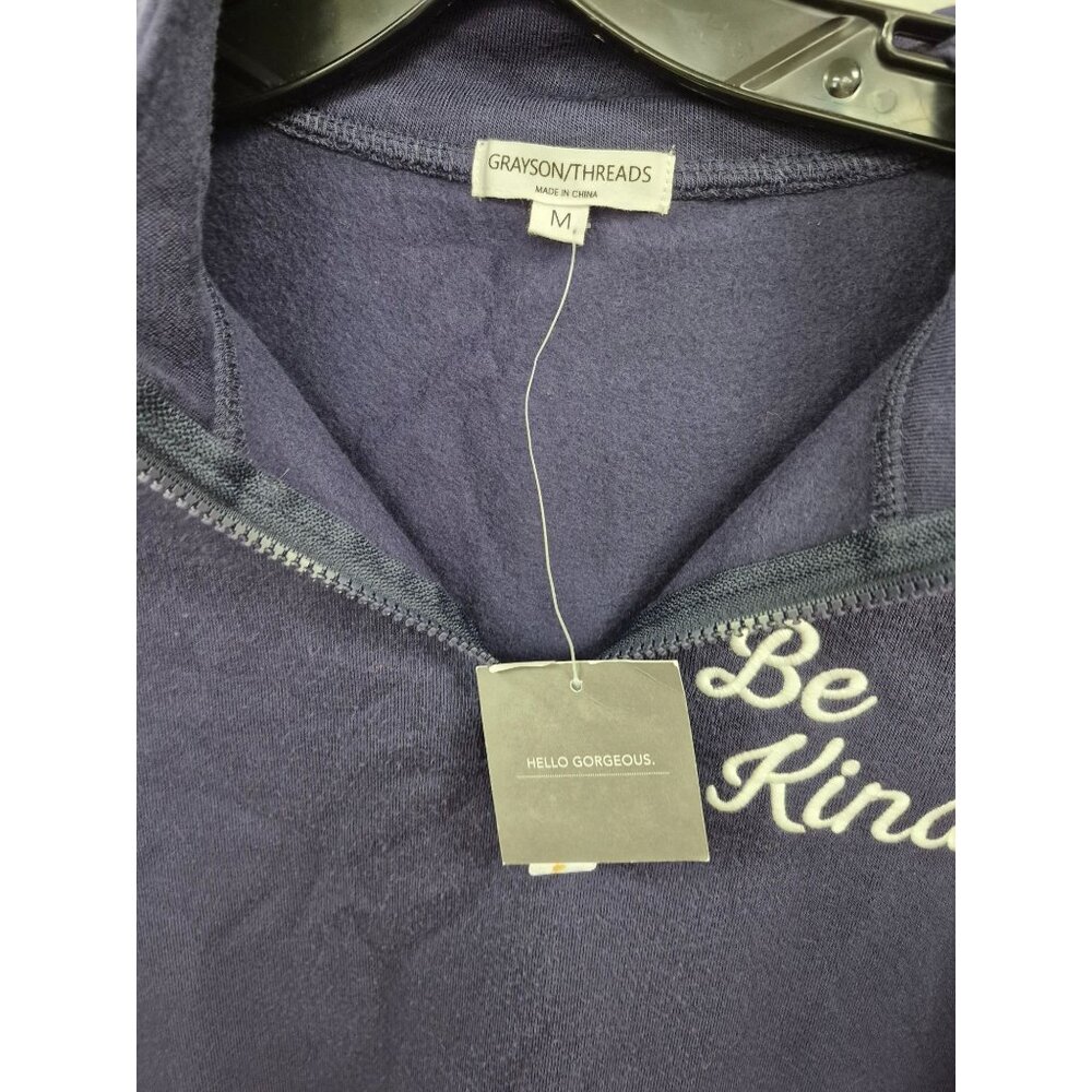 Women's Be Kind 1/4 Zip Graphic Sweatshirt - Grayson Threads (Juniors') - Navy M - Picture 5 of 6
